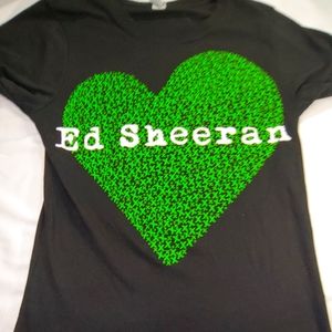 Ed Sheeran Concert Tee Featuring Green Heart on Front Medium